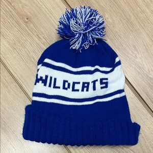 Wildcats Kids Pom-Pom Beanie - Blue and White